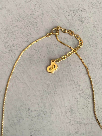 Christian Dior Gold Plated Rhinestone Charm Pendant Necklace Length 14"- 18"