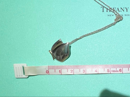 Tiffany Co Auth Butterfly Pendant Necklace K18 YG 925 Combo 2 cm 0.8" 40 cm Used