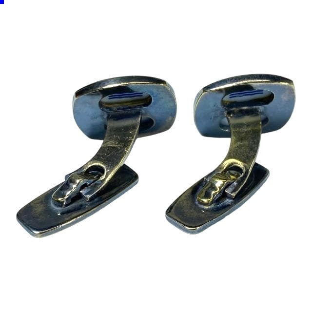 GEORG JENSEN Royal Copenhagen Cufflinks Silver 925 Navy Blue Gold Crest Denmark