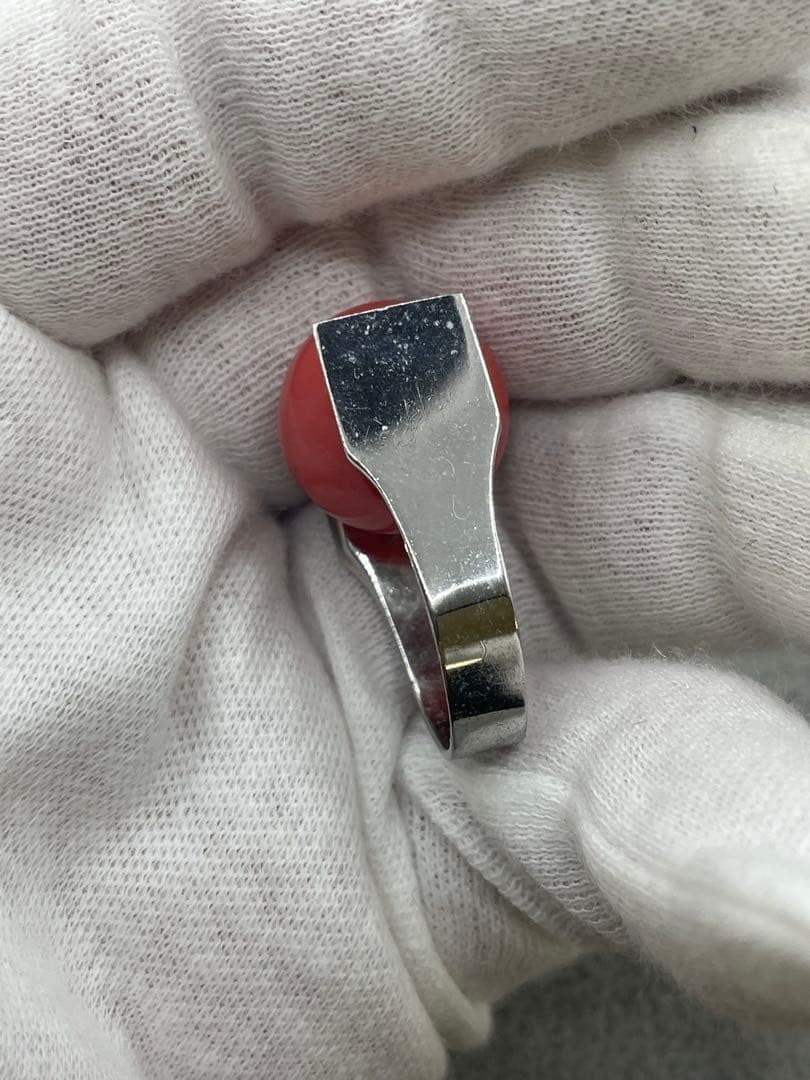 Vintage YVES SAINT LAURENT Pink Fake Pearl Silver Tone Ring Size 48 US 4.5