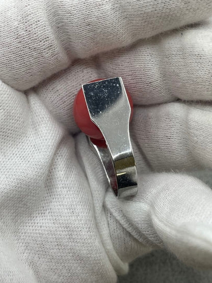 Vintage YVES SAINT LAURENT Pink Fake Pearl Silver Tone Ring Size 48 US 4.5