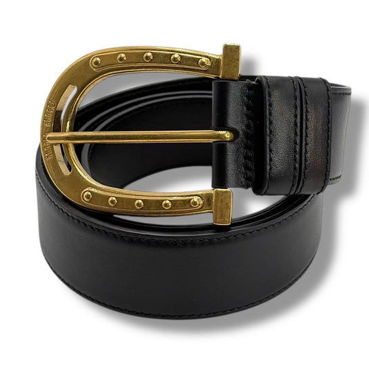 MIUMIU Horseshoe Logo Leather Belt Black Current Model