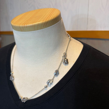 Georg Jensen Sterling Silver 925 Grape Leaf Double-Sided Toggle Necklace 53cm