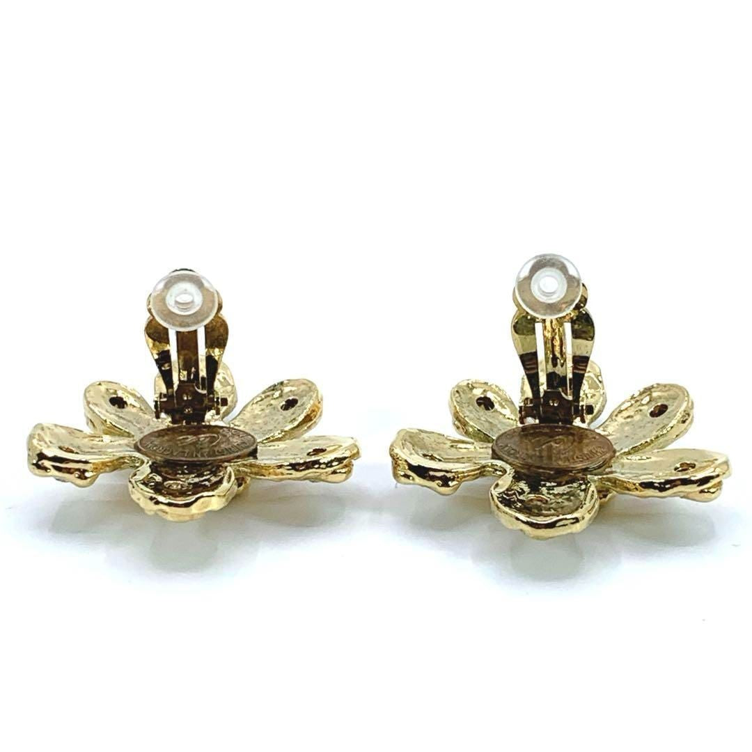 Christian Lacroix Auth Vtg Floral Stone Clip-On Earrings 4x4 cm 1.6x1.6" Used