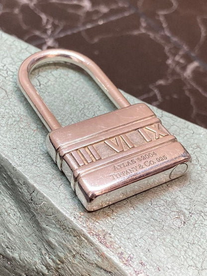 Rare Tiffany & Co ATLAS Padlock Silver 925 Key Ring Charm Authentic