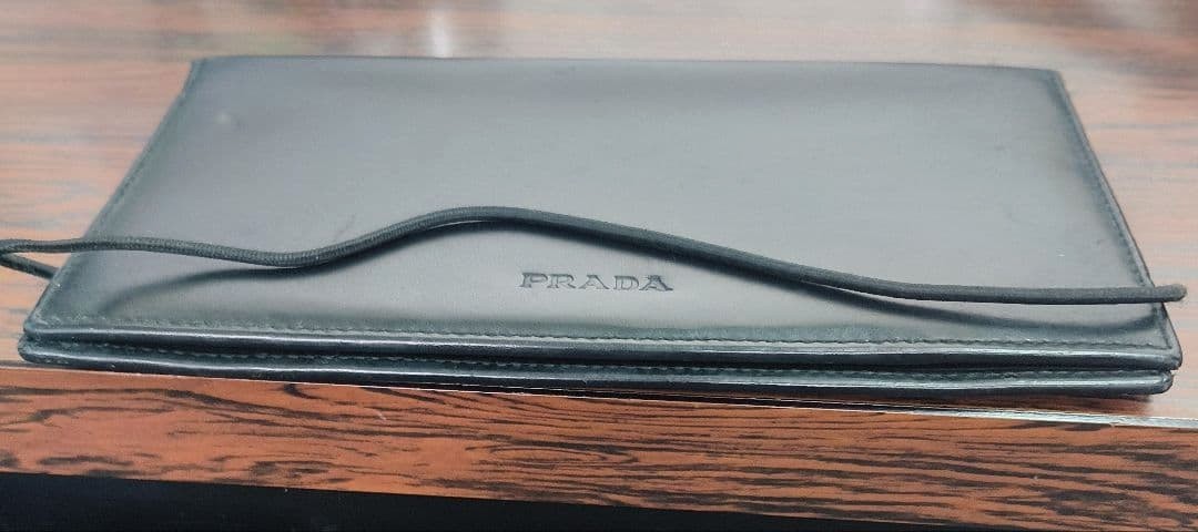 PRADA Leather Notebook Cover Case Black Rubber Band Closure Italy 10x18cm