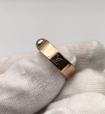 LOUIS VUITTON M00217 Nanogram Ring Pink Gold Metal Monogram Size S US 5 Auth