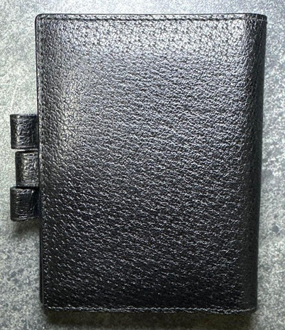 GUCCI Mini Notebook Memo Pad Cover Case Black Leather Pen Loop 8x10.5cm Vintage