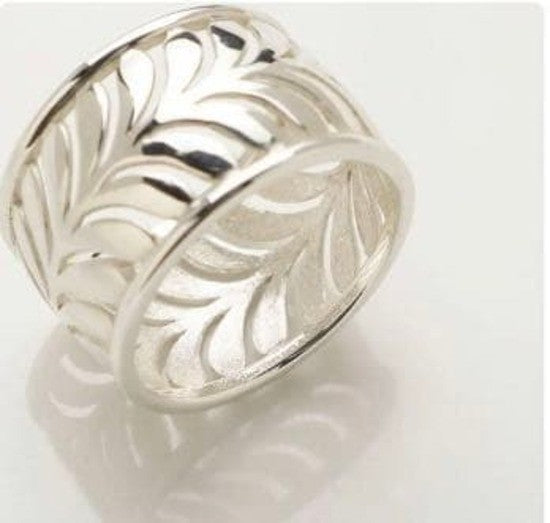 Tiffany & Co Silver 925 Paloma Picasso Villa Palm Leaf Wide Ring Size US 5.75