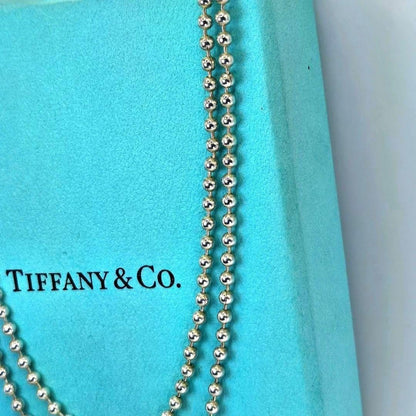 Old Tiffany & Co Sterling Silver 925 Long Ball Chain Necklace 86cm 33.8in 2.4mm