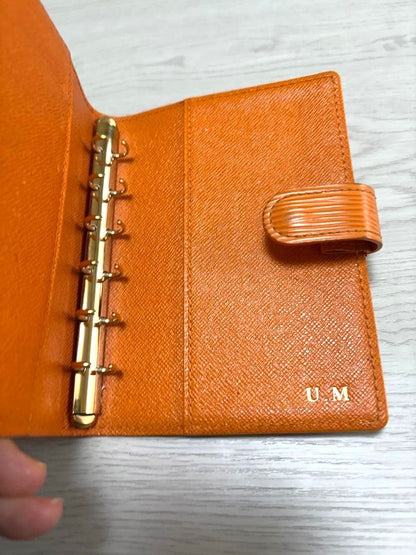 LOUIS VUITTON Epi Leather Agenda Cover Orange 6-Ring Notebook Planner Spain PM