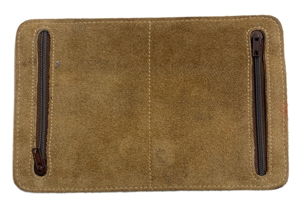 LOEWE Anagram Embossed Suede Pouch Brown Zip Case Spain 7.1x4.5in Authentic