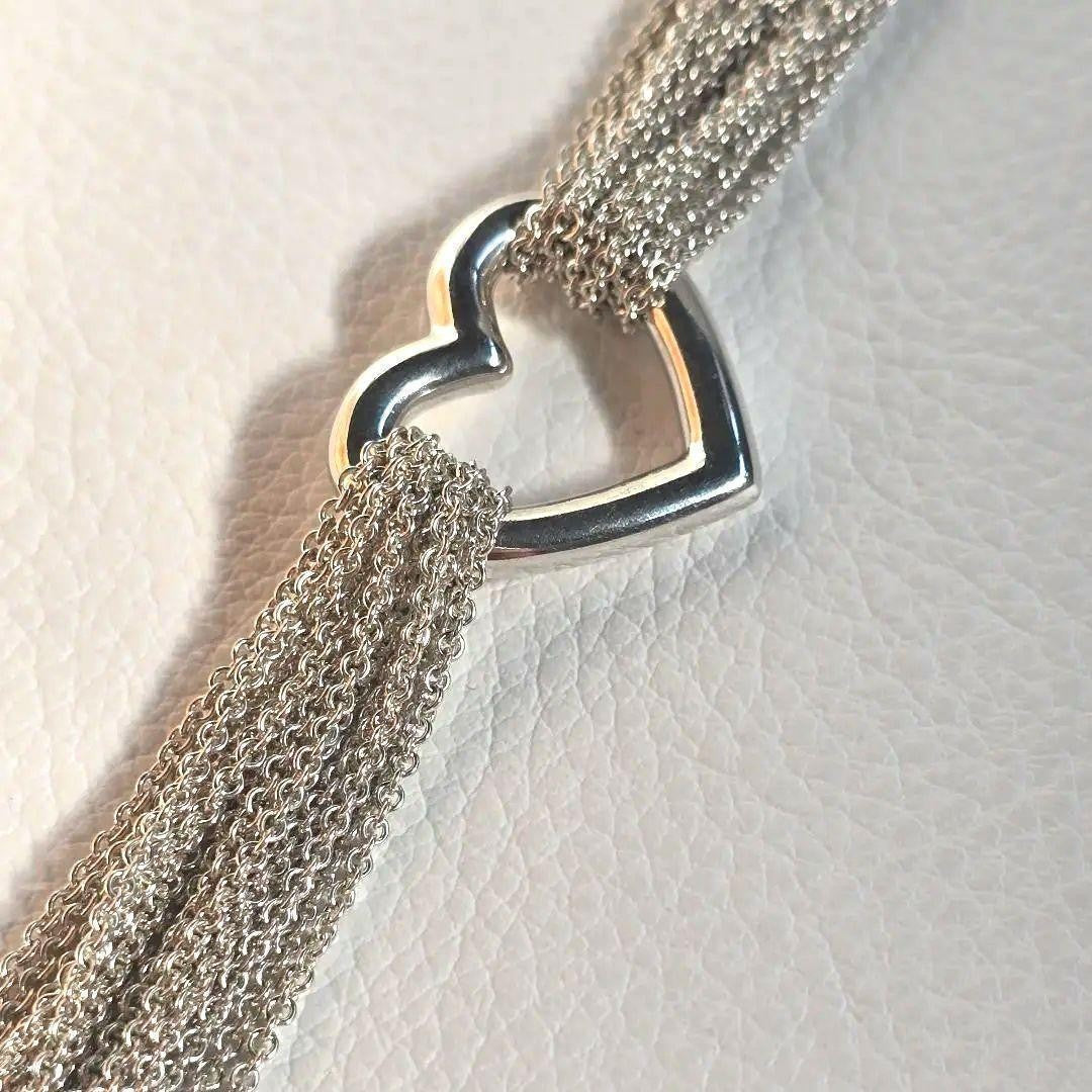Tiffany & Co Silver 925 Open Heart 10 Row Chain Toggle Bracelet L 17cm 6.7 in