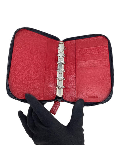 PRADA Vitello Daino Notebook Cover Organizer Red Leather Zip Around Case