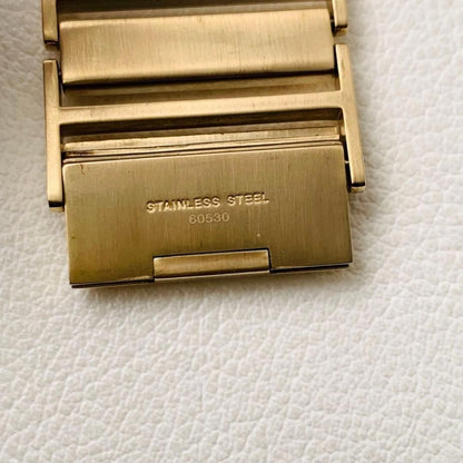 Roberto Cavalli Snake Analog Square Watch Gold Plated Crocodile Embossed Band