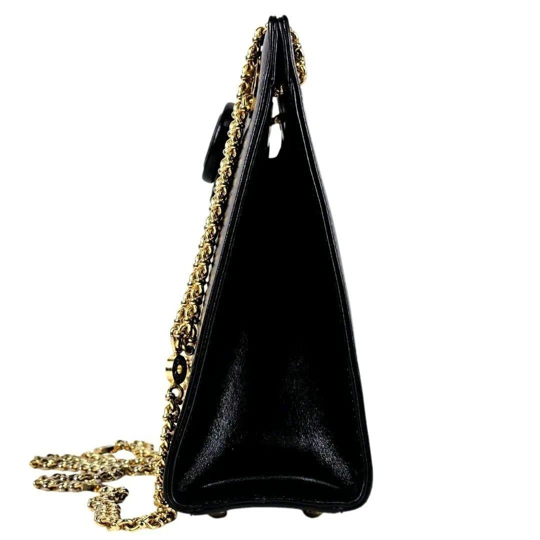 Tiffany & Co Circle Logo Chain Shoulder Bag Leather Gold Hardware Excellent