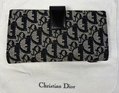 Christian Dior Saddle Trotter Oblique Long Wallet Canvas Leather D Charm W/Box