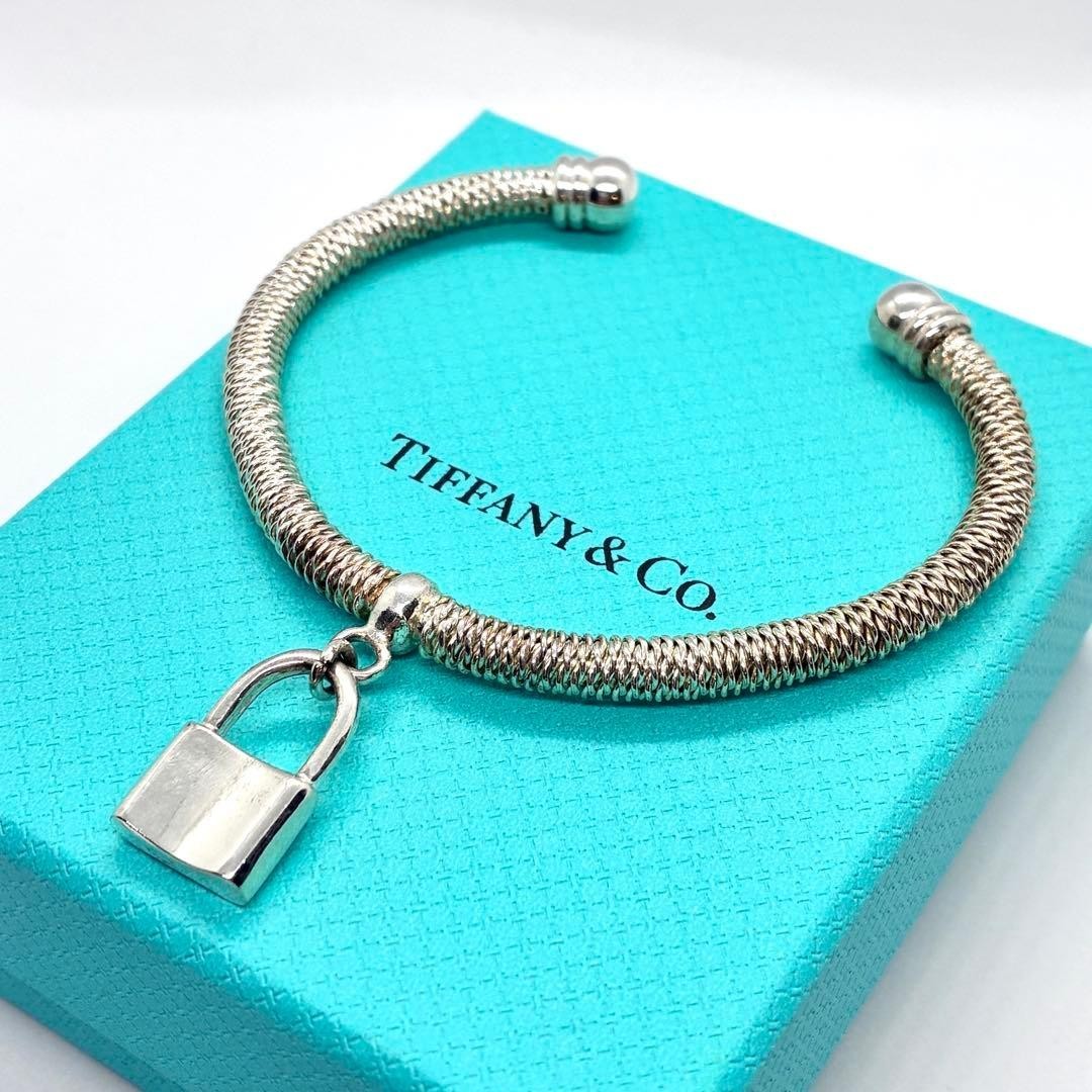 Tiffany Co Somerset Mesh Bangle Bracelet Padlock Sterling Silver 925 Used No Box