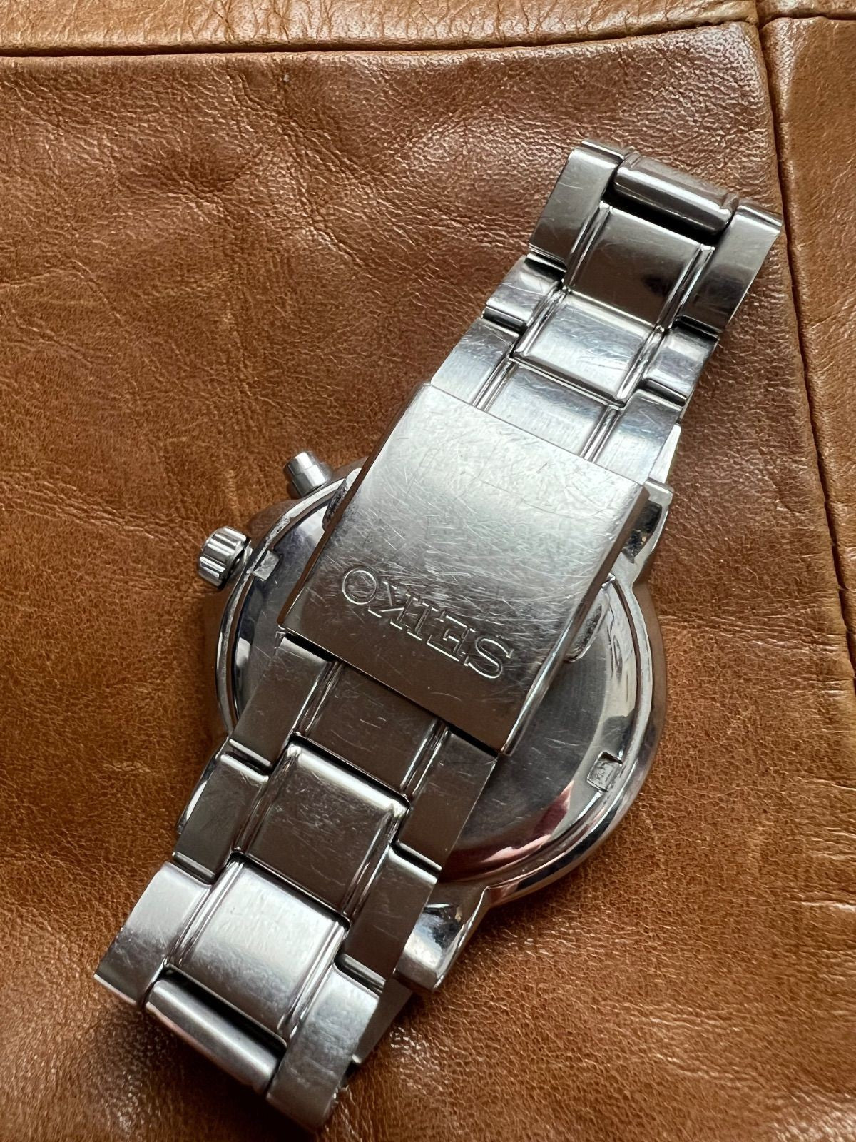 Seiko Kinetic 5M62 0BD0 Auto Quartz Analog Date Watch Men Working From Japan