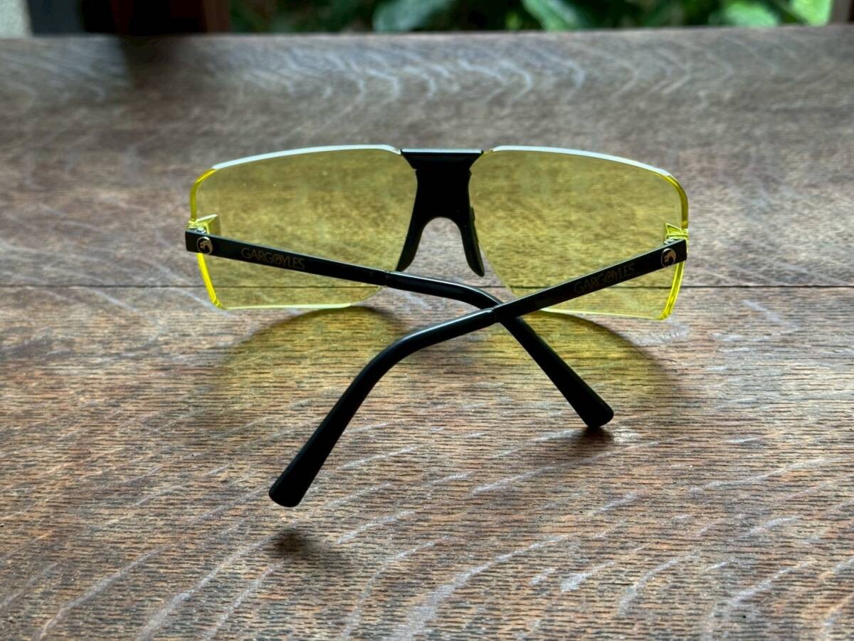 Gargoyles Auth Sunglasses Yellow Lens with Case Vintage Style Used Black Frames