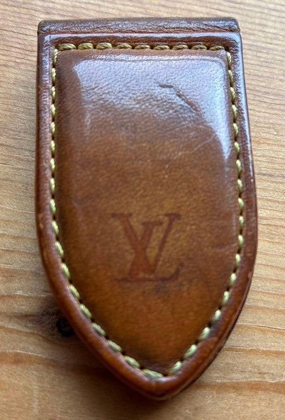 Louis Vuitton Leather Money Clip Brown Nomade Vachetta LV Logo Authentic France