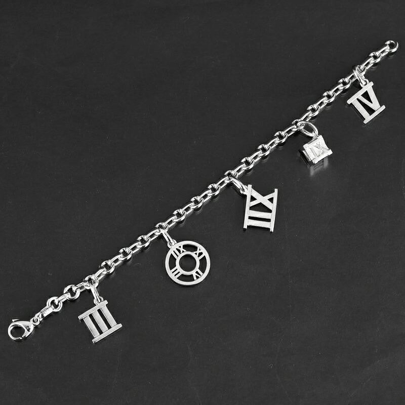 Tiffany & Co Sterling Silver 925 Atlas Donut Chain Link Charm Bracelet L 16.5cm