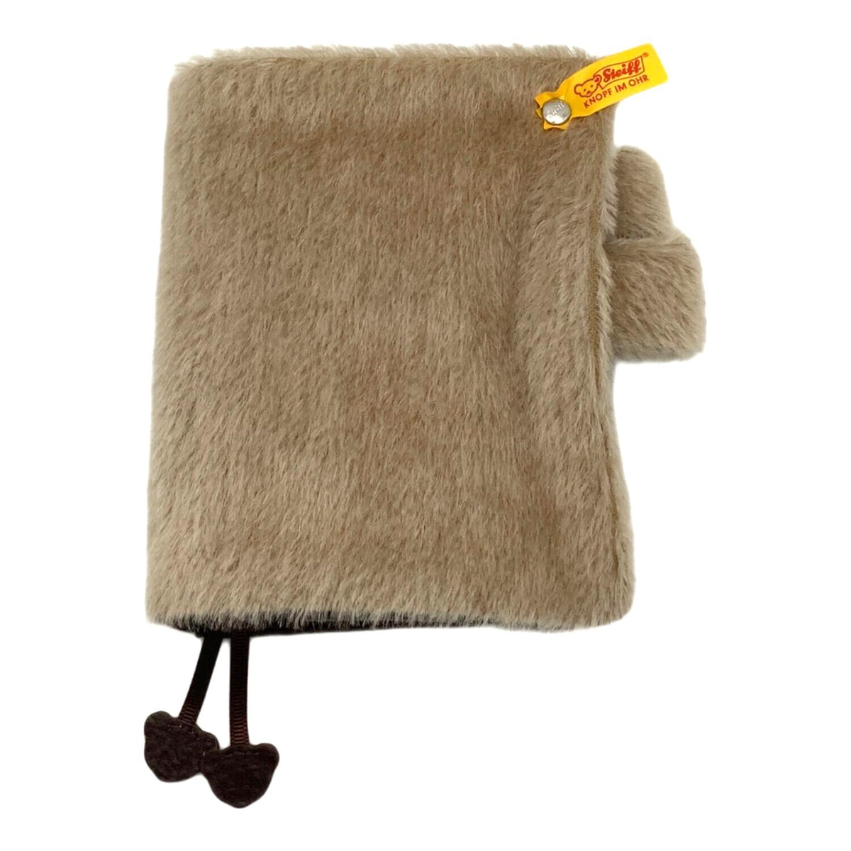 Steiff Knopf im Ohr Plush Notebook Cover Faux Fur Beige Bear Charm Book Sleeve