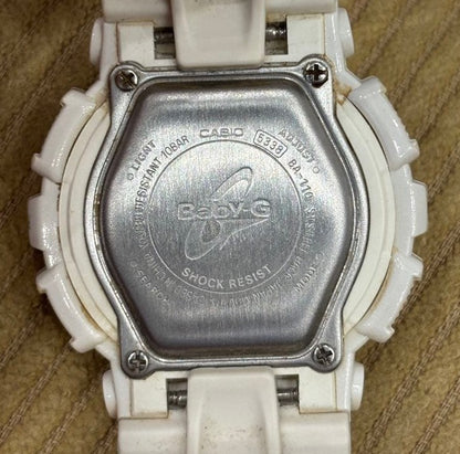 CASIO Baby-G BA-110 Quartz Watch White Resin Rose Gold Dial Case Shock Resist