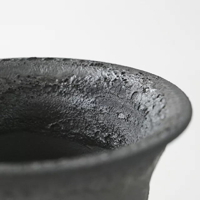Kamiyama Fukasori Pot Shigarakiyaki Φ3.9”x 3.1" Agave caudex Cactus Japan Bonsai