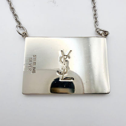 Yves Saint Laurent Sterling Silver 925 Square Logo Necklace L 53cm 20in Vintage