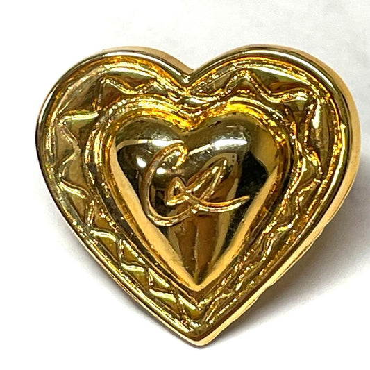 Christian Lacroix Auth Vintage Gold Heart Logo Pin Brooch 2x2.3 cm 0.8x0.9" Used