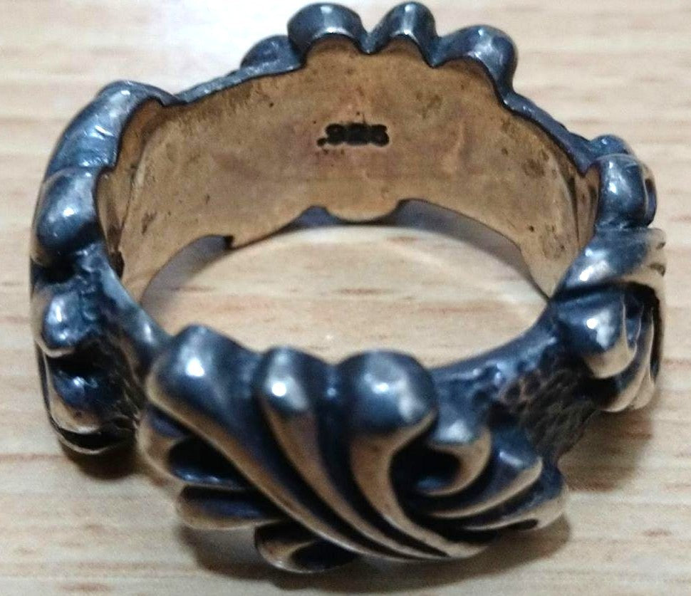 A&G Sterling Silver 925 Fleur Sculpted Band Ring Size 9.5-9.75 US Vintage Unisex