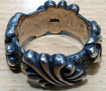 A&G Sterling Silver 925 Fleur Sculpted Band Ring Size 9.5-9.75 US Vintage Unisex