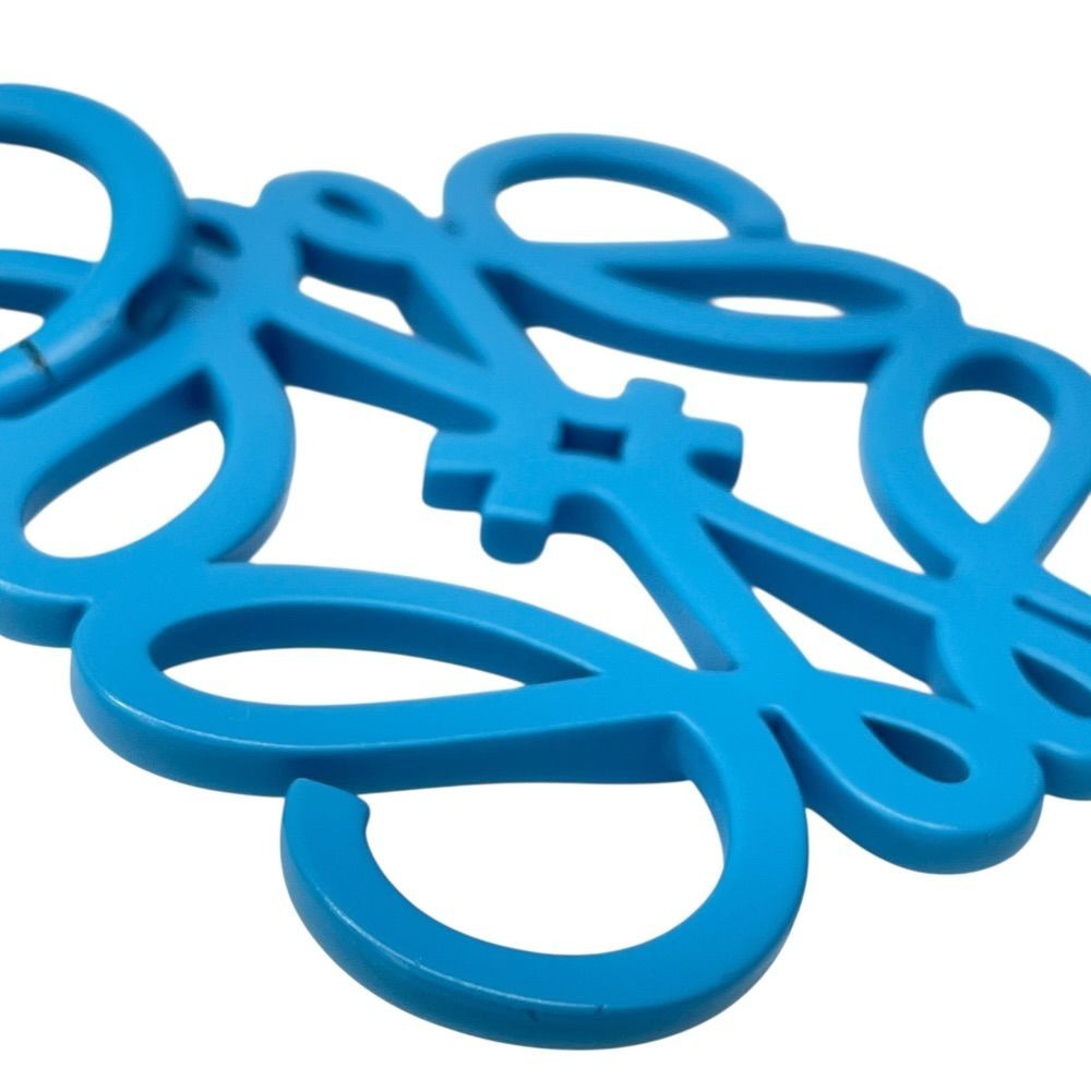 Authentic Loewe Anagram Blue Metal Bag Charm Key Ring Cyan L 12.5 cm 4.9"