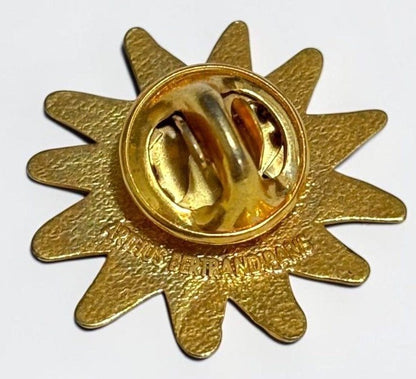 Christian Lacroix Sun Pin Brooch Gold Tone Vintage Badge Lapel Pin France Made