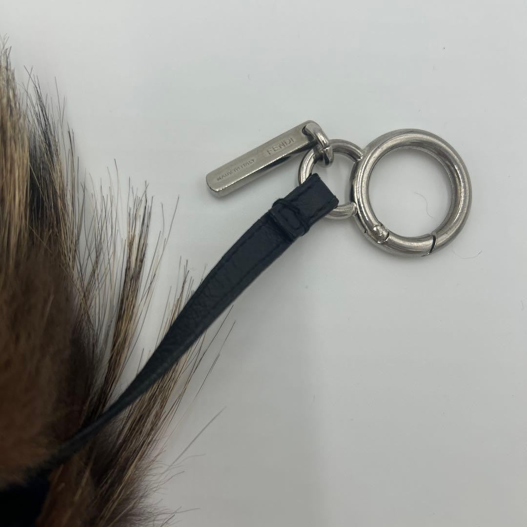 FENDI Bag Bugs Eye Monster Fur Charm Key Chain Black Brown Yellow Authentic