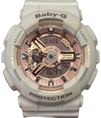 CASIO Baby-G BA-110 Quartz Watch White Resin Rose Gold Dial Case Shock Resist
