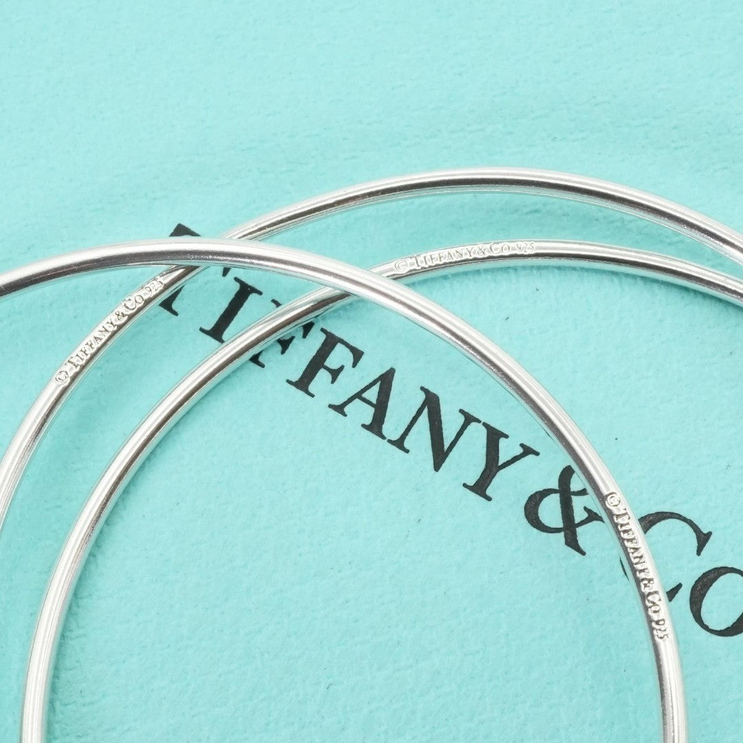 Excellent Tiffany & Co Silver 925 1837 Cadena Lock Triple Hoop Bangle 19cm 7.5in