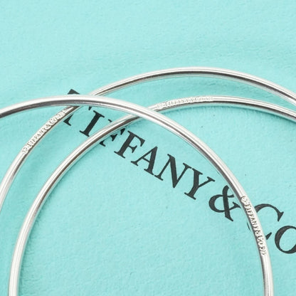 Excellent Tiffany & Co Silver 925 1837 Cadena Lock Triple Hoop Bangle 19cm 7.5in