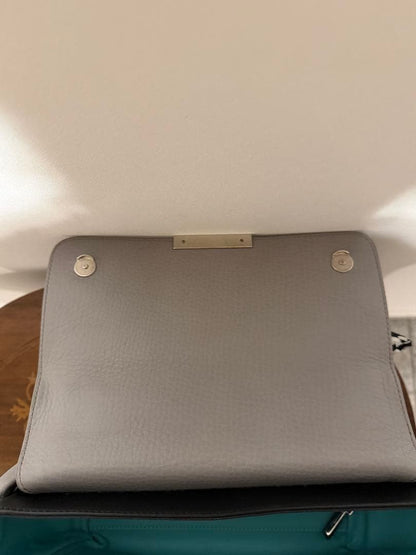 TIFFANY & CO Color Block 2 Way Chain Shoulder Hand Bag Black Gray Leather