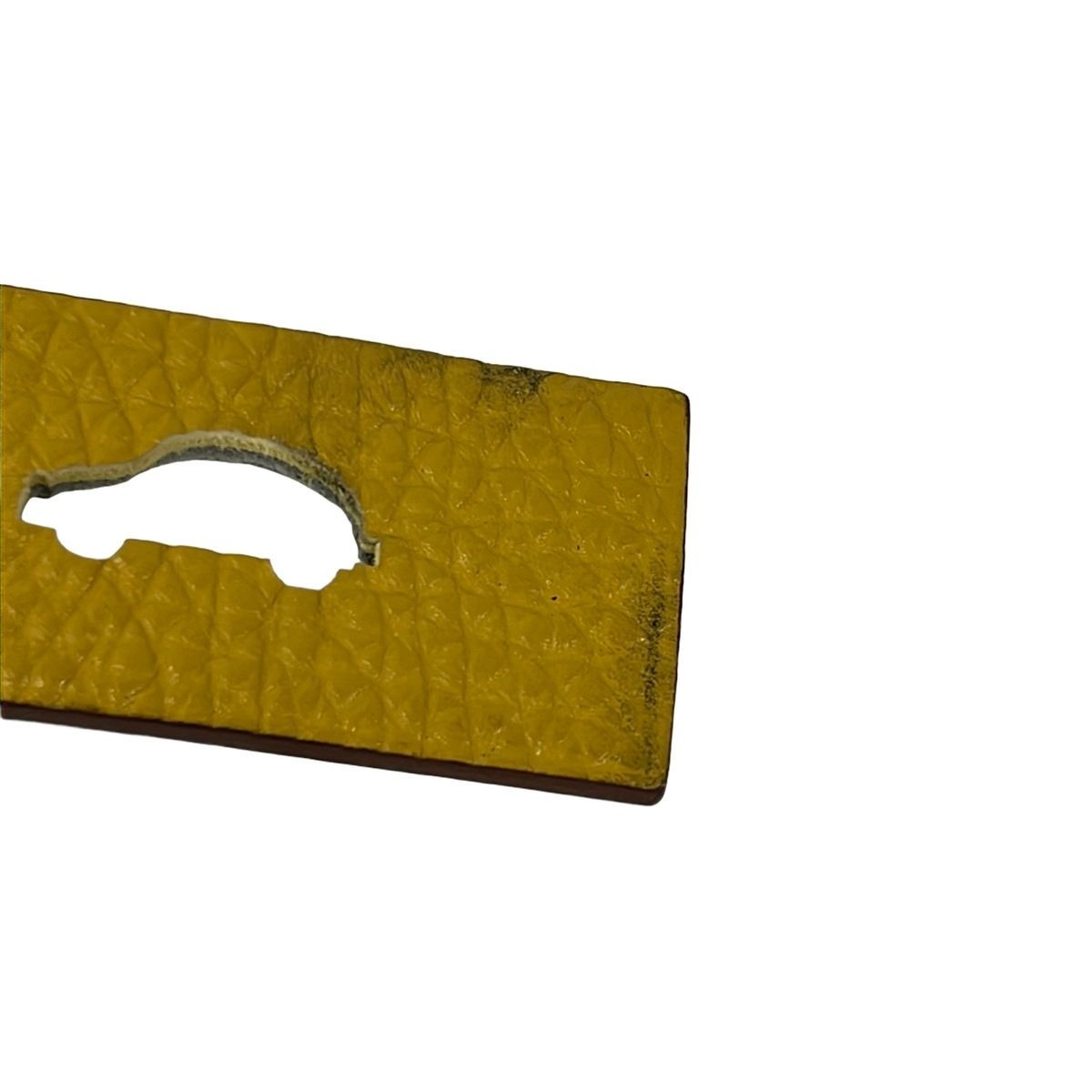HERMES Petit Ash Car Key Holder Charm Travel Tag Black Beige Clemence Leather