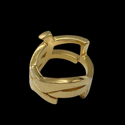 Authentic SAINT LAURENT Paris Gold Plated Cassandra Logo Ring Size 49 US 5 Rare