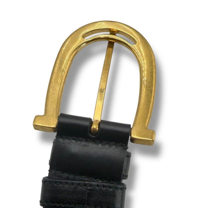 MIUMIU Horseshoe Logo Leather Belt Black Current Model