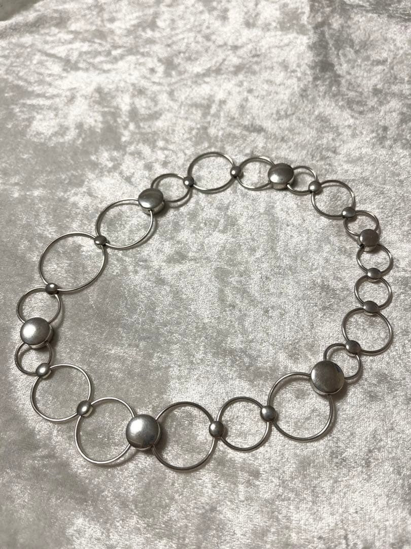 Rare Georg Jensen Sterling Silver 925 Onyx Round Chain Necklace Choker Vintage