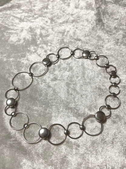 Rare Georg Jensen Sterling Silver 925 Onyx Round Chain Necklace Choker Vintage