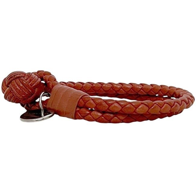 Bottega Veneta Authentic Intrecciato Red Leather Bracelet 15.5 cm 6.1" Silver