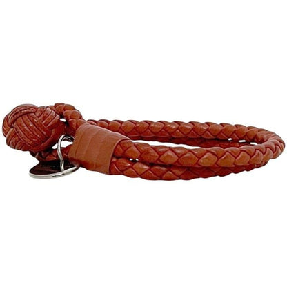 Bottega Veneta Authentic Intrecciato Red Leather Bracelet 15.5 cm 6.1" Silver