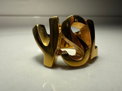 Yves Saint Laurent YSL Cassandra Logo Gold Tone Ring Size 53.5 US 6.5 Excellent