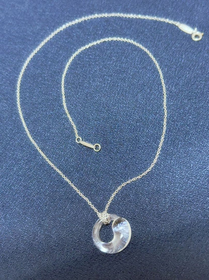 Tiffany&Co. Auth Elsa Peretti Eternal Circle Crystal PT950 Platinum Necklace