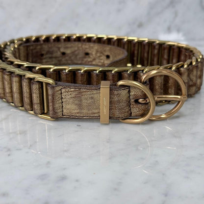 Miu Miu Gold Hardware Leather Chain Belt Double Ring L 94cm 37in Excellent